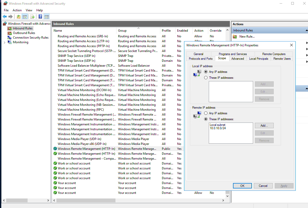 Remote Desktop Services, WinRM and Windows firewall in Azure Vnet or ...