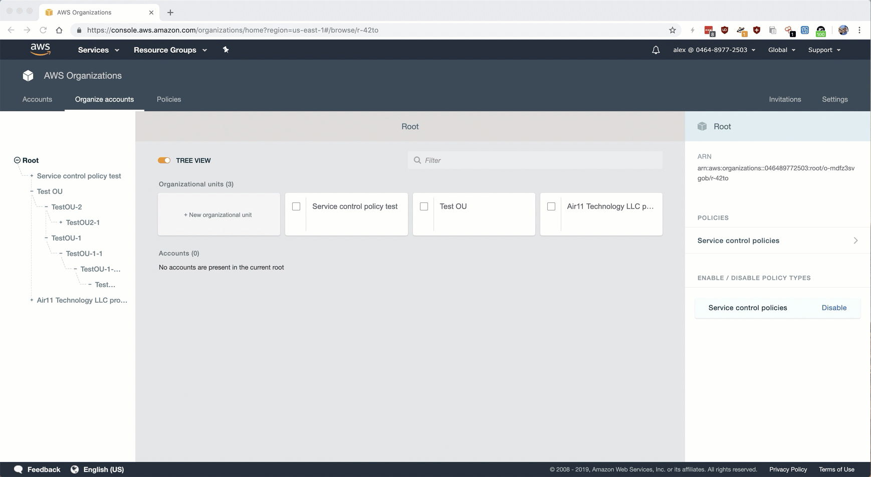 An example to list AWS Organizations Organizational Units Thinking aloud