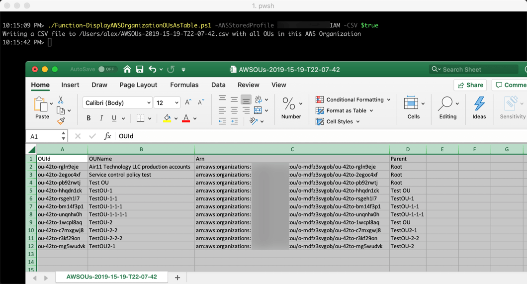 An example to list AWS Organizations Organizational Units Thinking aloud