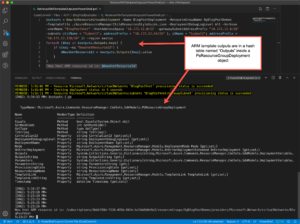 Retrieve ARM template output in PowerShell - Thinking aloud