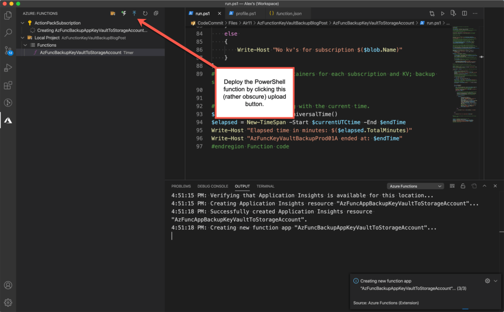 Deploy PowerShell Azure Function